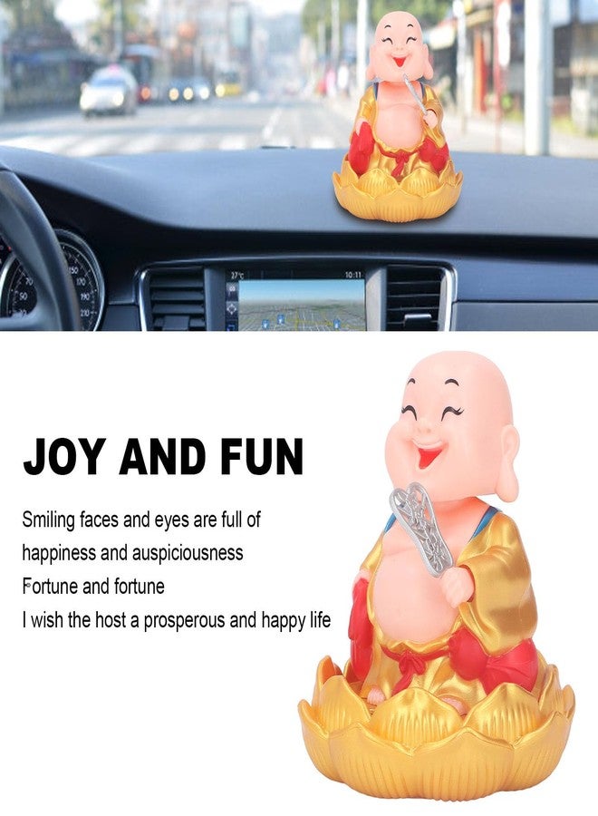 Pomya Solar Buddha Statue Toy, Car Dashboard, Solar Laughing Buddha Toy, Auto Luck for Window (Golden) - Image 4